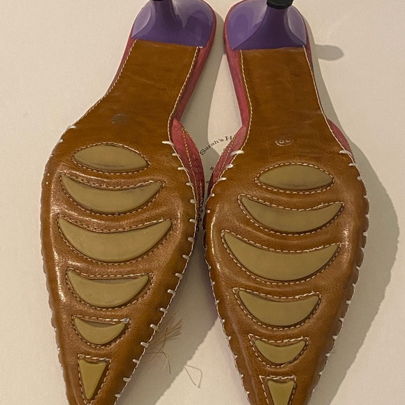 I Dream of Jeannie pink & purple beaded embroidered slide mules sz 8 kitten heel - Picture 3 of 10